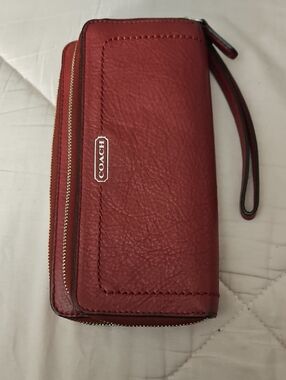 Coach Red Leather Zip Wristlet